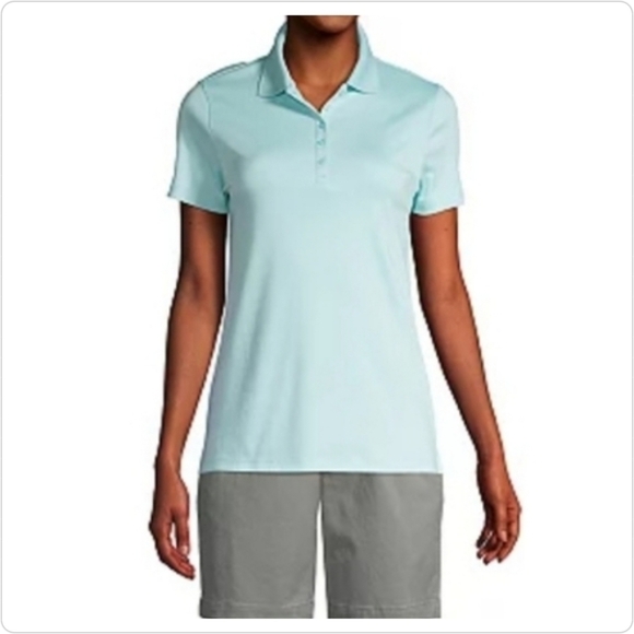 Lands' End Soft Supima Cotton Polo Shirt Robin's Egg Blue Size Medium stretch - Picture 1 of 11